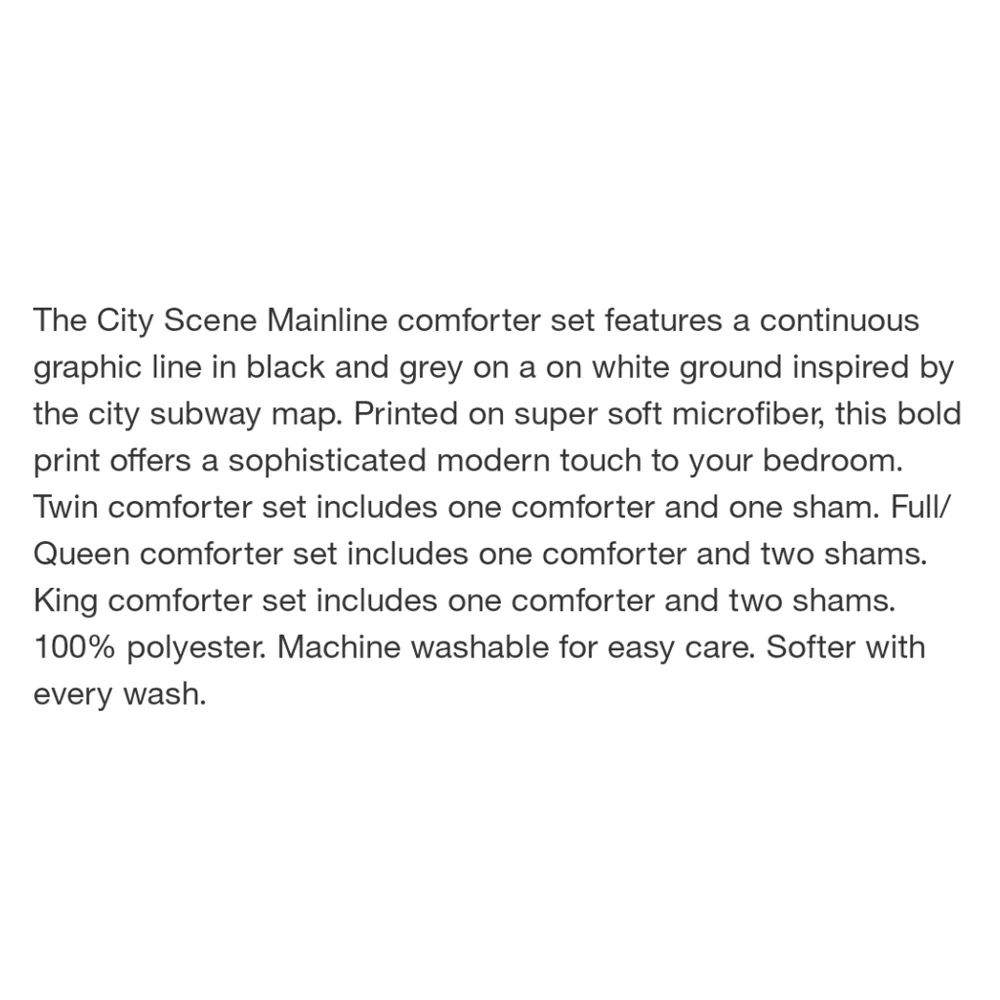 City Scene NWT 3-Pc King Mainline Microfiber Comforter & Sham Set Geometric